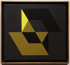 Akzentuierter Kubus, 1987, Oel auf Leinwand, 25 x 28 cm